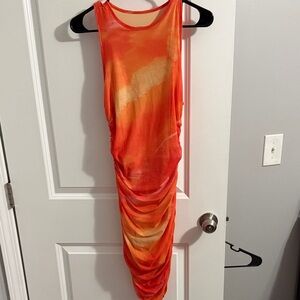 SHEIN Orange Tie-Dye Mini Dress